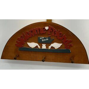 Wooden Welcome Friends Coat Rack‎ With Geese Design